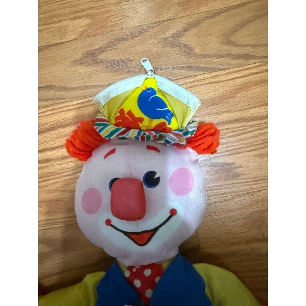 Fisher Price Vintage Clown Plush 1984 Learn To Dress Button Snap Tie Zip Toy